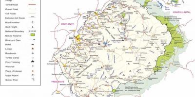 Lesotho errepide mapa