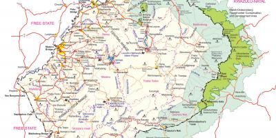 Mapa zehatza mapa Lesotho