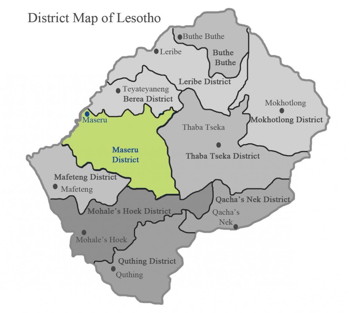 mapa Lesotho erakutsiz auzoetan