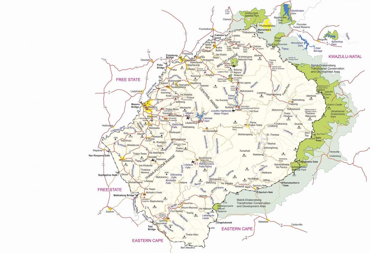mapa Lesotho mugan mezu